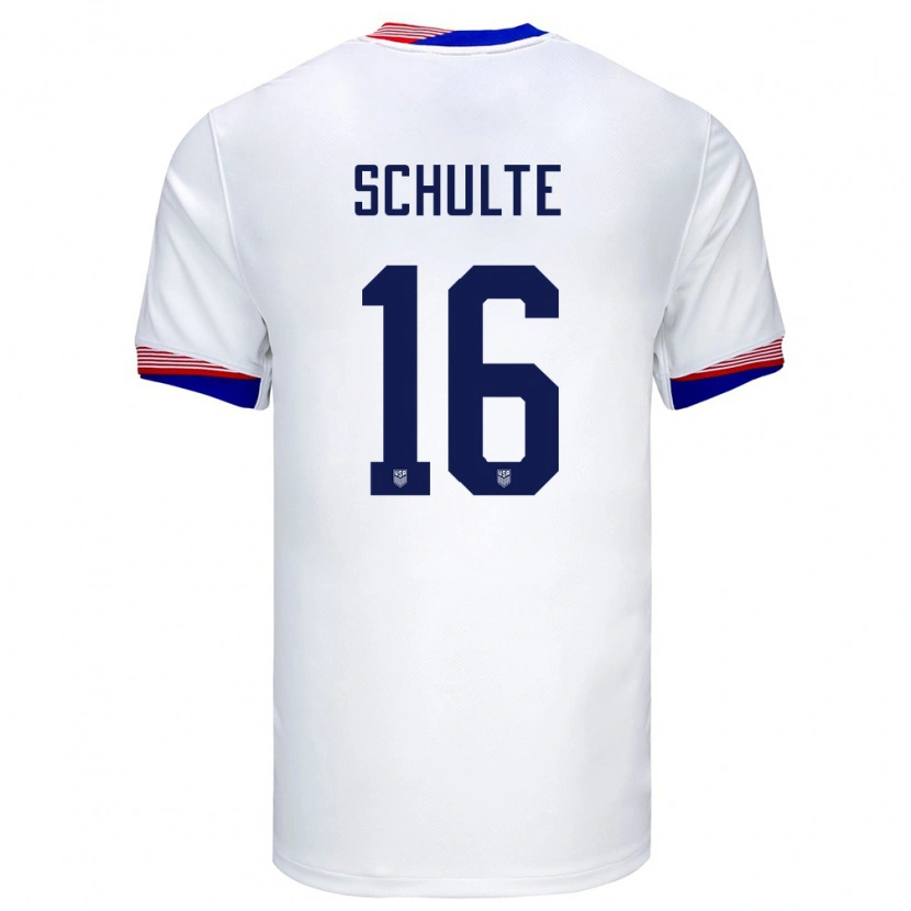 Danxen Mujer Camiseta Estados Unidos Patrick Schulte #16 Blanco 1ª Equipación 24-26 La Camisa