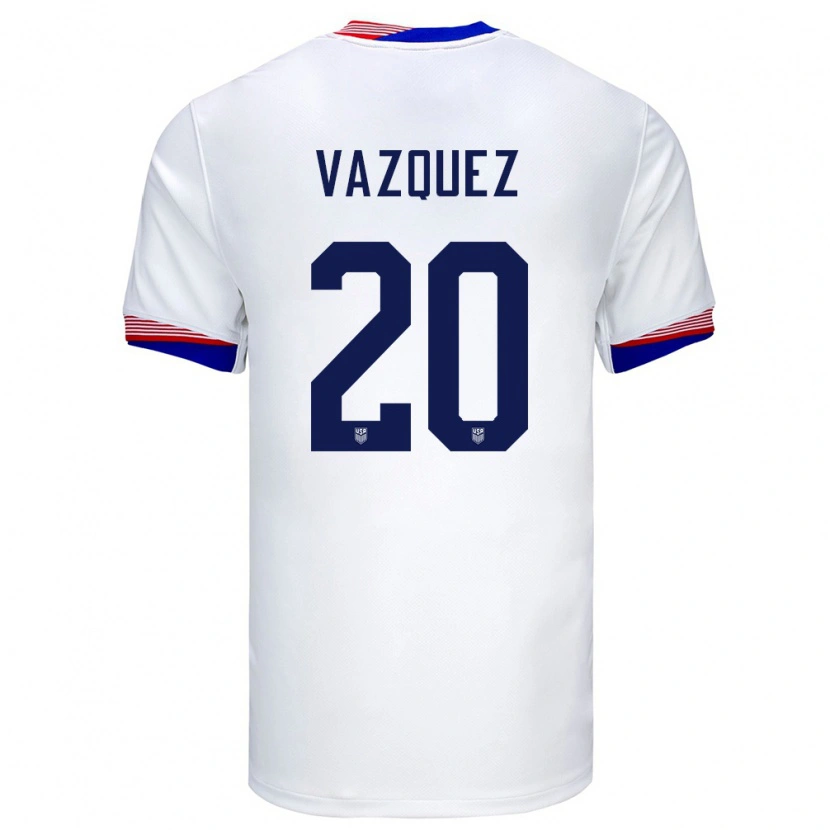 Danxen Mujer Camiseta Estados Unidos Brandon Vazquez #20 Blanco 1ª Equipación 24-26 La Camisa