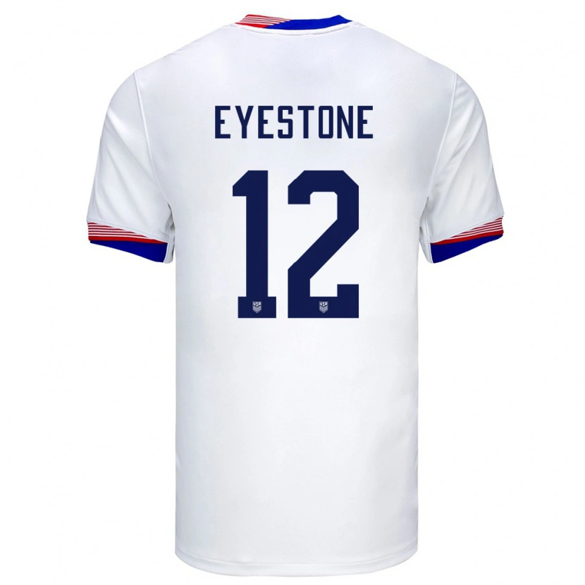 Danxen Mujer Camiseta Estados Unidos Julian Eyestone #12 Blanco 1ª Equipación 24-26 La Camisa
