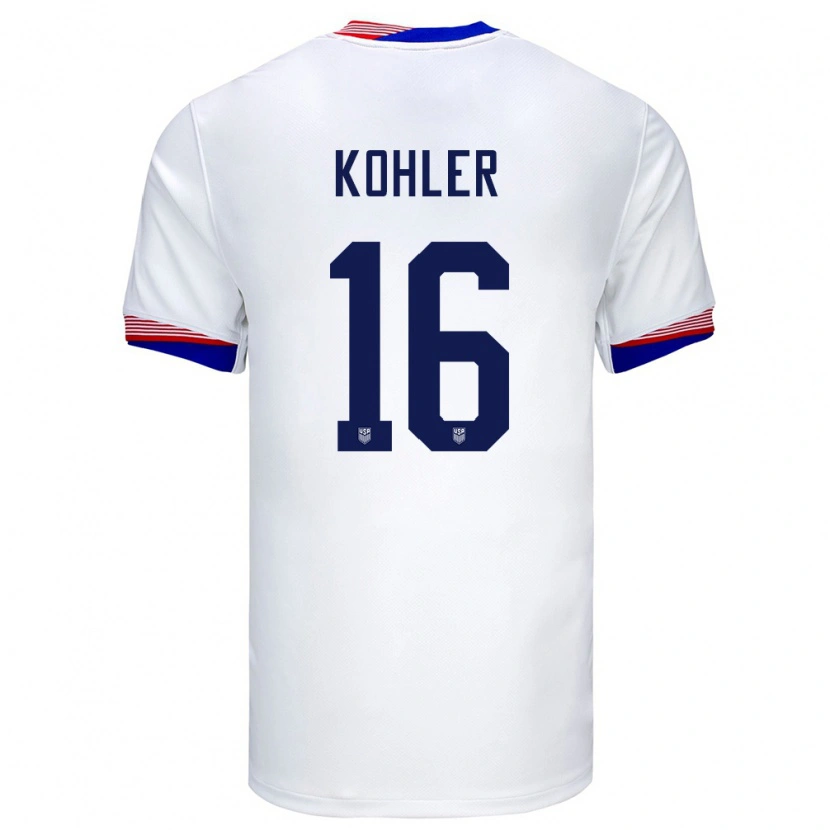 Danxen Mujer Camiseta Estados Unidos Ethan Kohler #16 Blanco 1ª Equipación 24-26 La Camisa
