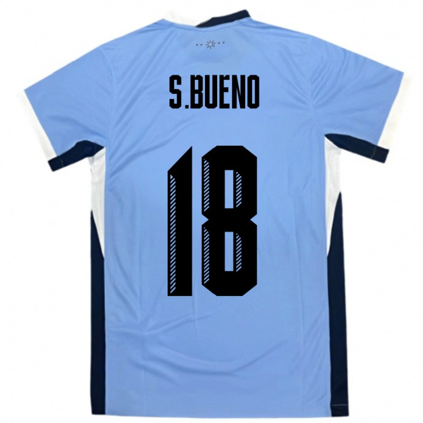 Danxen Mujer Camiseta Uruguay Santiago Bueno #18 Blanco Negro 1ª Equipación 24-26 La Camisa