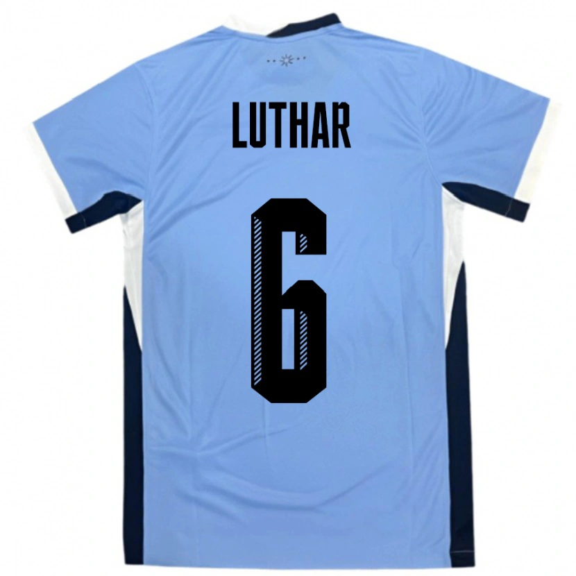 Danxen Mujer Camiseta Uruguay Thiago Luthar #6 Blanco Negro 1ª Equipación 24-26 La Camisa