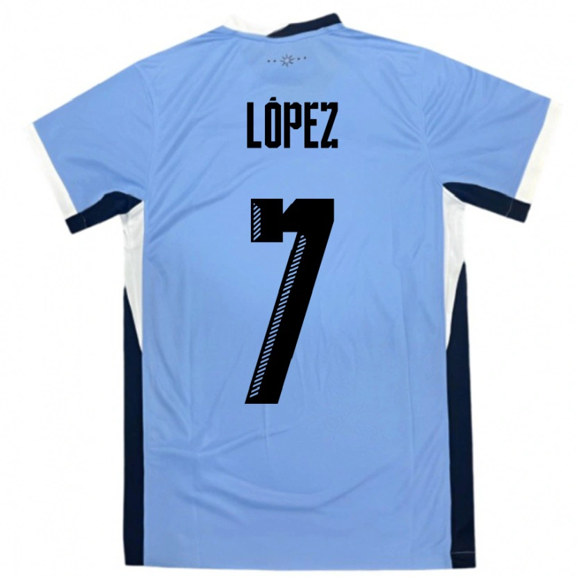 Danxen Mujer Camiseta Uruguay Nahuel López #7 Blanco Negro 1ª Equipación 24-26 La Camisa