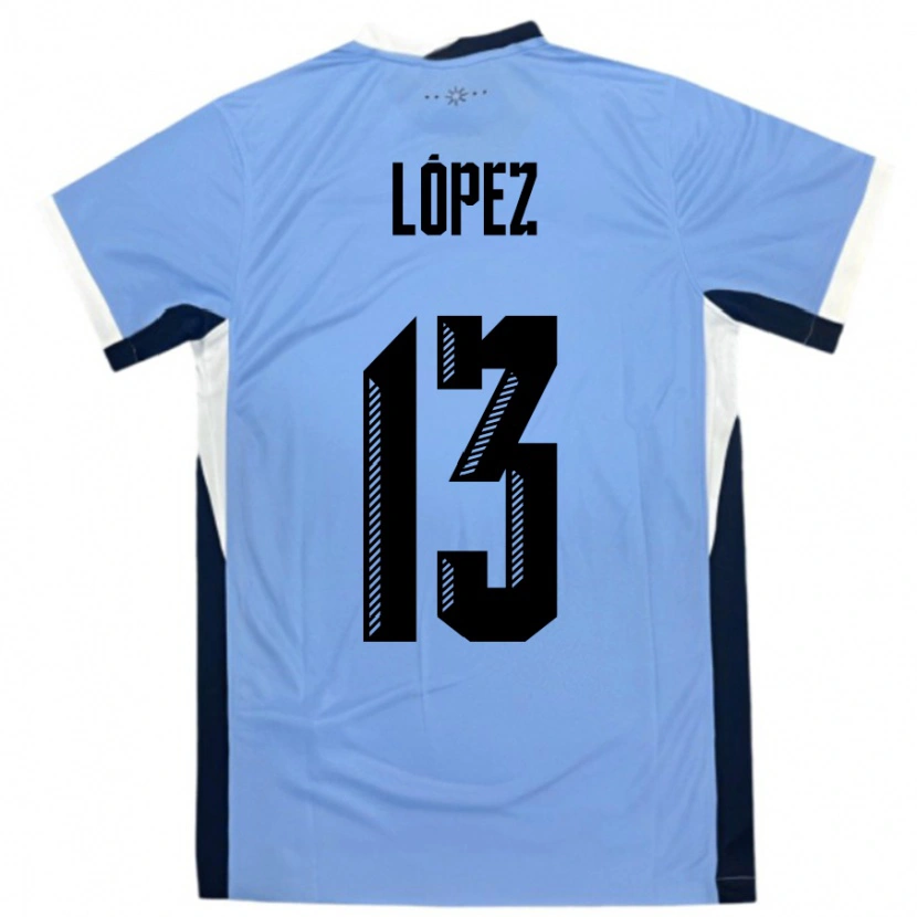 Danxen Mujer Camiseta Uruguay Nahuel López #13 Blanco Negro 1ª Equipación 24-26 La Camisa