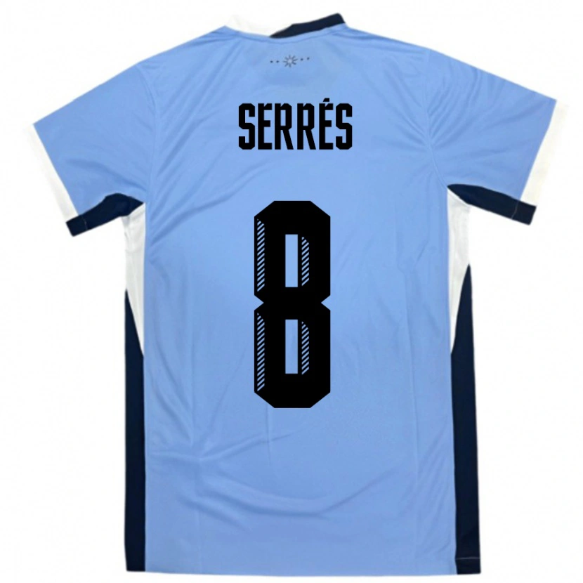 Danxen Mujer Camiseta Uruguay Felipe Serres #8 Blanco Negro 1ª Equipación 24-26 La Camisa
