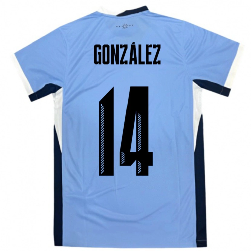 Danxen Mujer Camiseta Uruguay Pilar Gonzalez #14 Blanco Negro 1ª Equipación 24-26 La Camisa