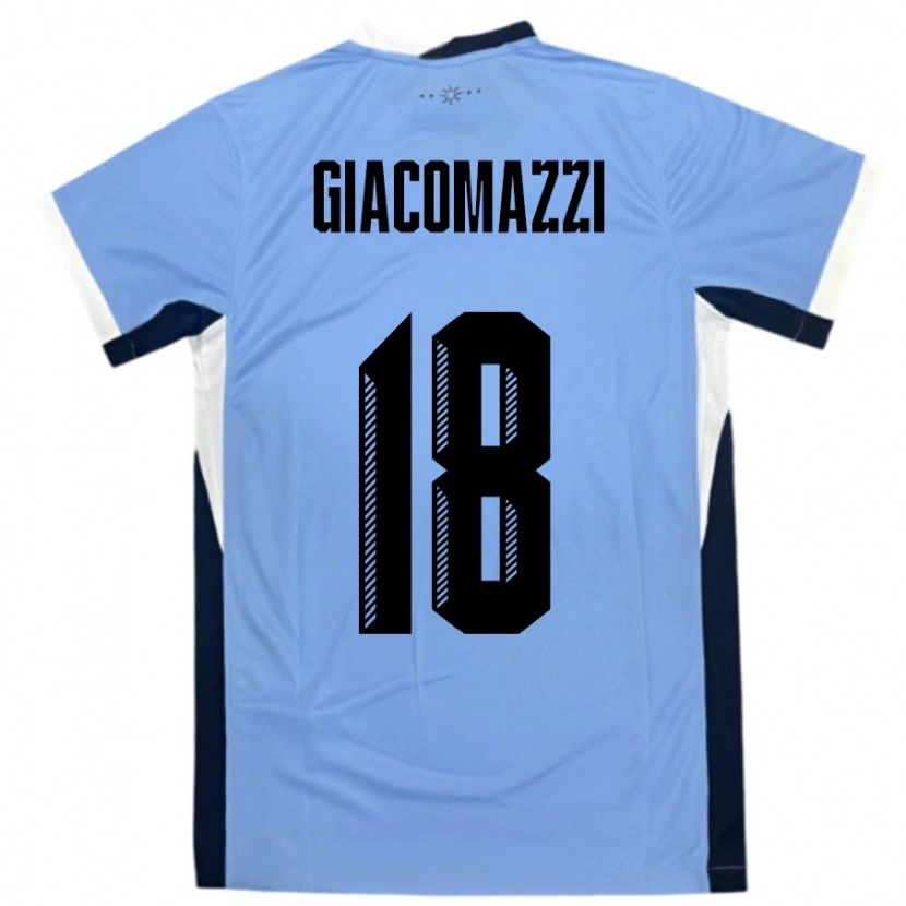 Danxen Mujer Camiseta Uruguay Sebastian Giacomazzi #18 Blanco Negro 1ª Equipación 24-26 La Camisa