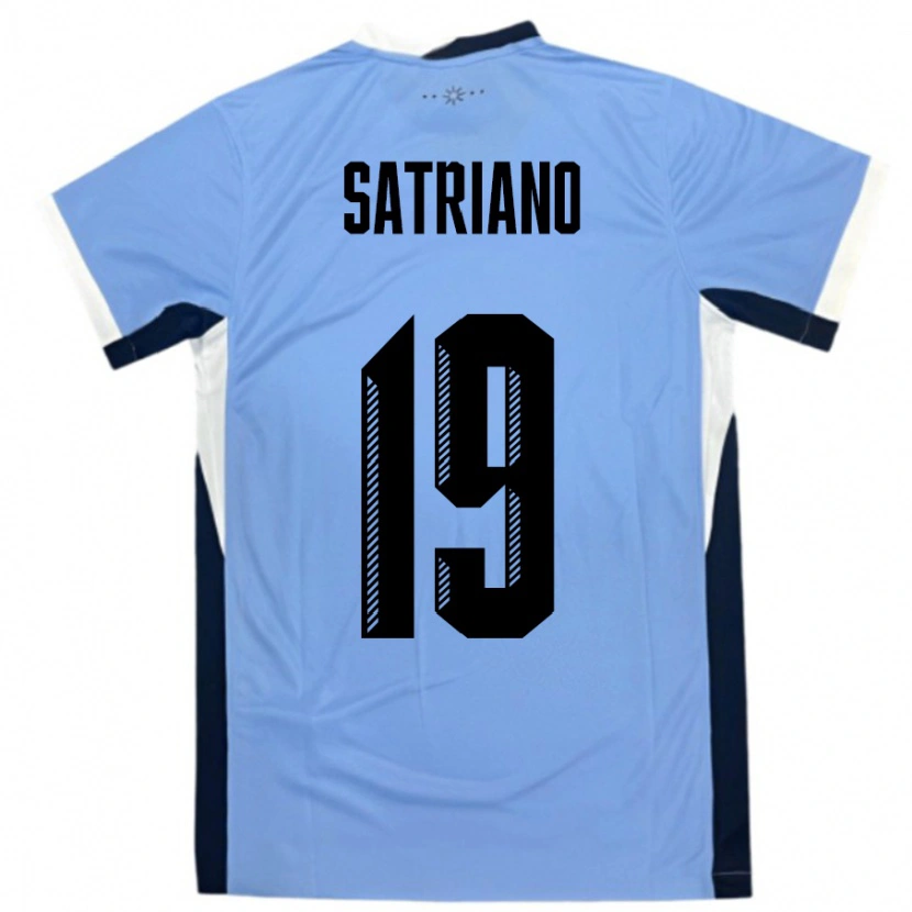 Danxen Mujer Camiseta Uruguay Martin Satriano #19 Blanco Negro 1ª Equipación 24-26 La Camisa