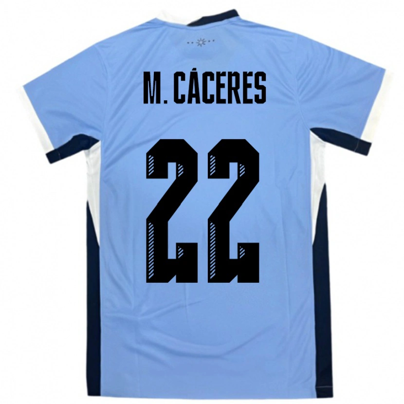 Danxen Mujer Camiseta Uruguay Martin Caceres #22 Blanco Negro 1ª Equipación 24-26 La Camisa