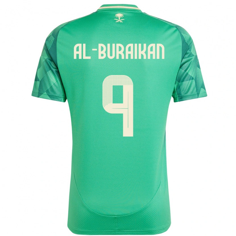 Danxen Mujer Camiseta Arabia Saudita Firas Al-Buraikan #9 Verde 1ª Equipación 24-26 La Camisa