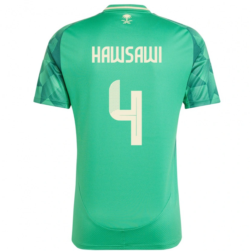 Danxen Mujer Camiseta Arabia Saudita Mohammed Hawsawi #4 Verde 1ª Equipación 24-26 La Camisa