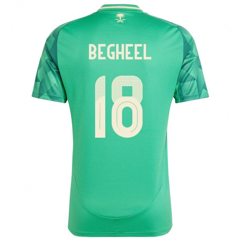 Danxen Mujer Camiseta Arabia Saudita Qasem Begheel #18 Verde 1ª Equipación 24-26 La Camisa