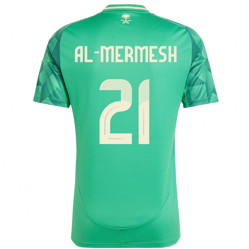 Danxen Mujer Camiseta Arabia Saudita Osama Al-Mermesh #21 Verde 1ª Equipación 24-26 La Camisa