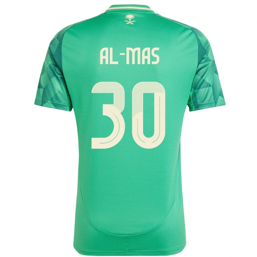 Danxen Mujer Camiseta Arabia Saudita Abdullah Al-Mas #30 Verde 1ª Equipación 24-26 La Camisa