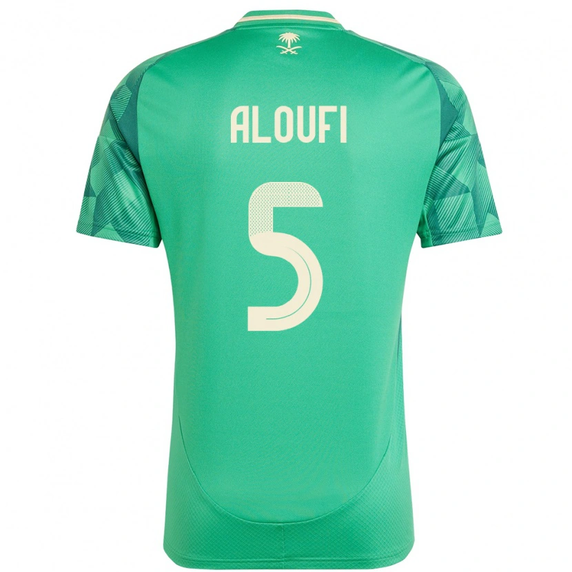 Danxen Mujer Camiseta Arabia Saudita Mohammed Aloufi #5 Verde 1ª Equipación 24-26 La Camisa