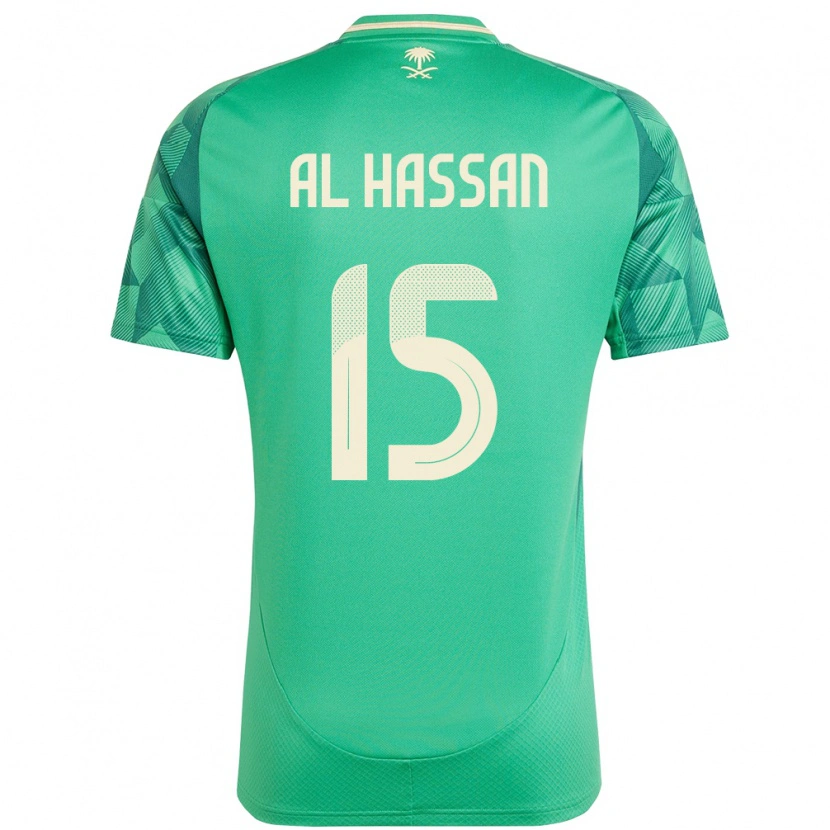 Danxen Mujer Camiseta Arabia Saudita Ali Al Hassan #15 Verde 1ª Equipación 24-26 La Camisa