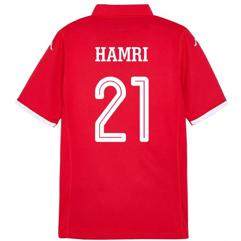 Danxen Mujer Camiseta Túnez Rabii Hamri #21 Rojo 1ª Equipación 24-26 La Camisa