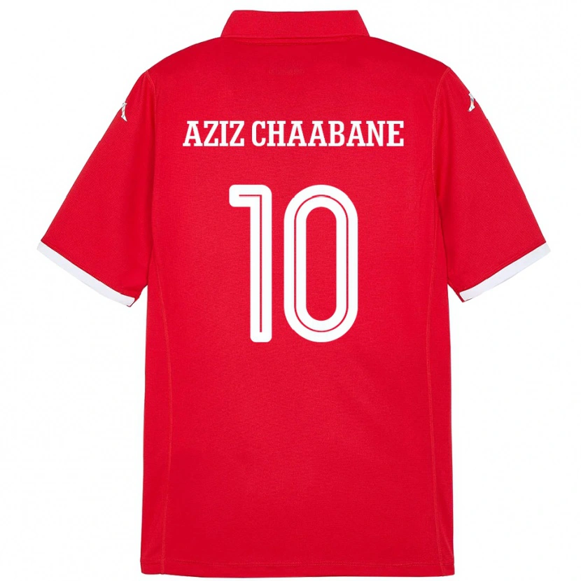 Danxen Mujer Camiseta Túnez Mohamed Aziz Chaabane #10 Rojo 1ª Equipación 24-26 La Camisa