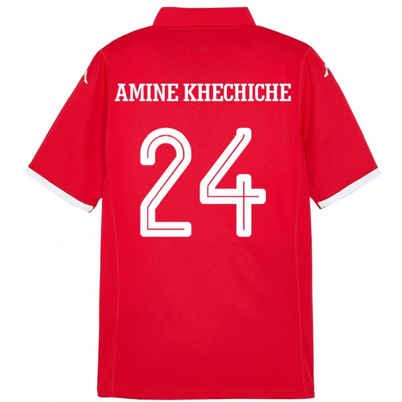 Danxen Mujer Camiseta Túnez Mohamed Amine Khechiche #24 Rojo 1ª Equipación 24-26 La Camisa
