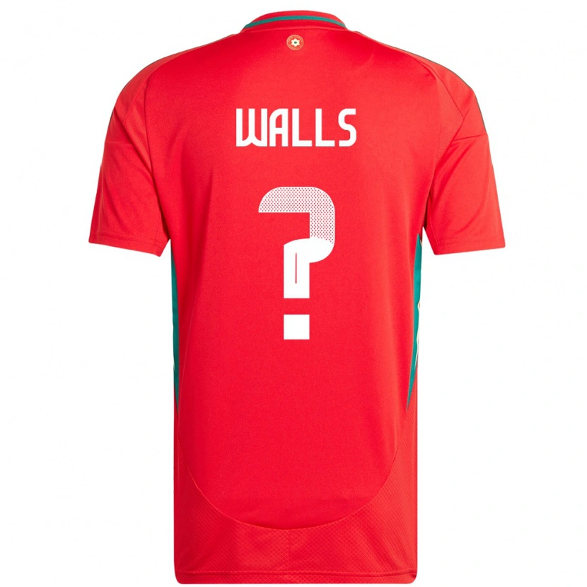 Danxen Mujer Camiseta Gales Archie Walls #0 Rojo 1ª Equipación 24-26 La Camisa