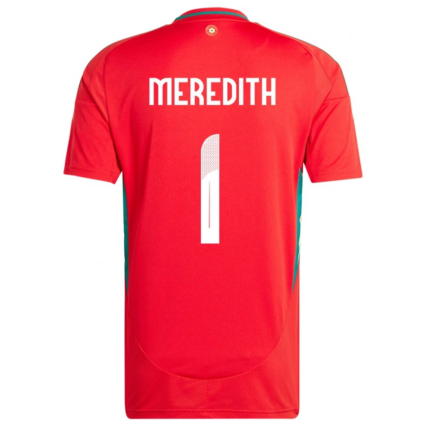 Danxen Mujer Camiseta Gales Eliot Meredith #1 Rojo 1ª Equipación 24-26 La Camisa