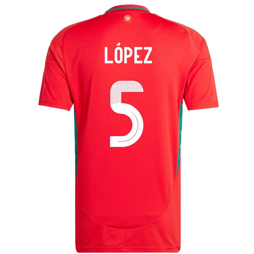 Danxen Mujer Camiseta Gales Pablo López #5 Rojo 1ª Equipación 24-26 La Camisa