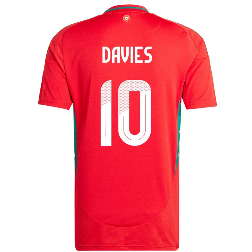 Danxen Mujer Camiseta Gales Jordan Davies #10 Rojo 1ª Equipación 24-26 La Camisa