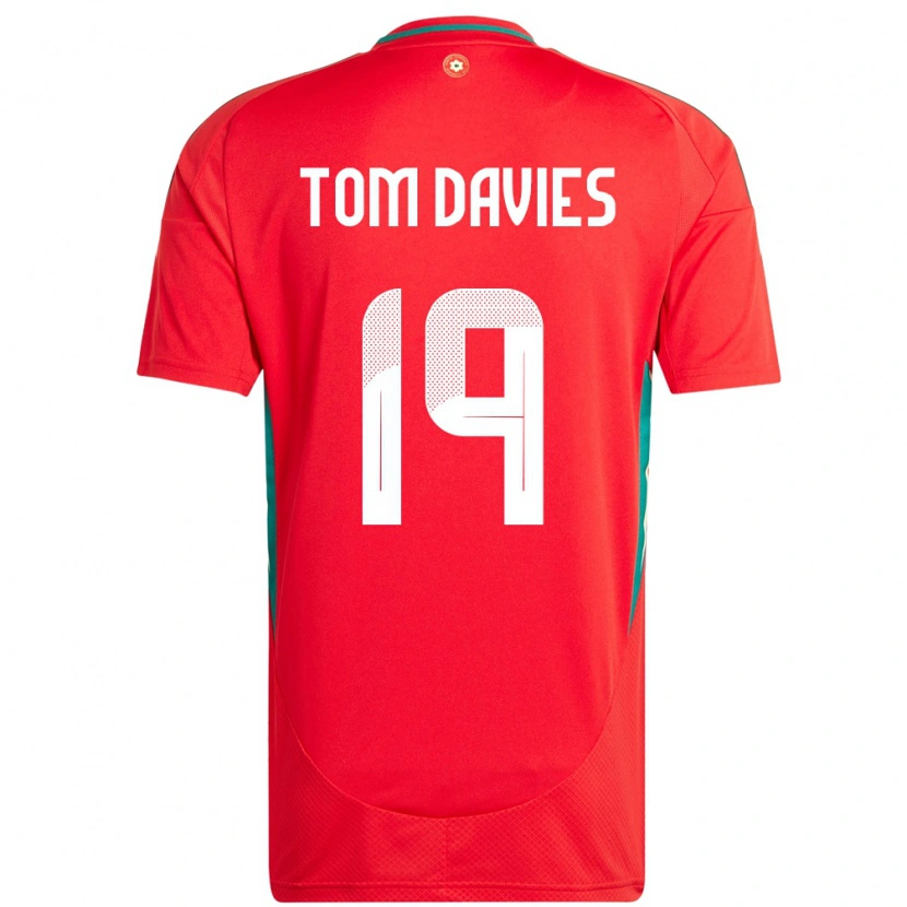 Danxen Mujer Camiseta Gales Tom Davies #19 Rojo 1ª Equipación 24-26 La Camisa