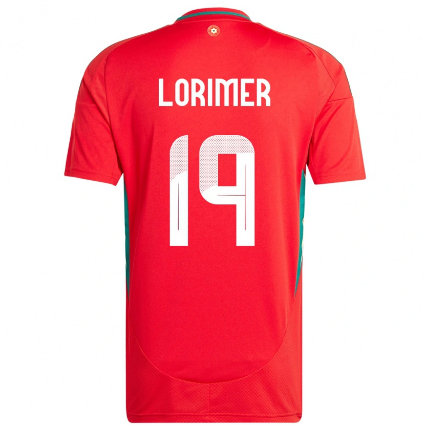 Danxen Mujer Camiseta Gales Archie Lorimer #19 Rojo 1ª Equipación 24-26 La Camisa