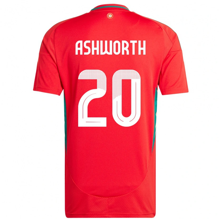 Danxen Mujer Camiseta Gales Zac Ashworth #20 Rojo 1ª Equipación 24-26 La Camisa