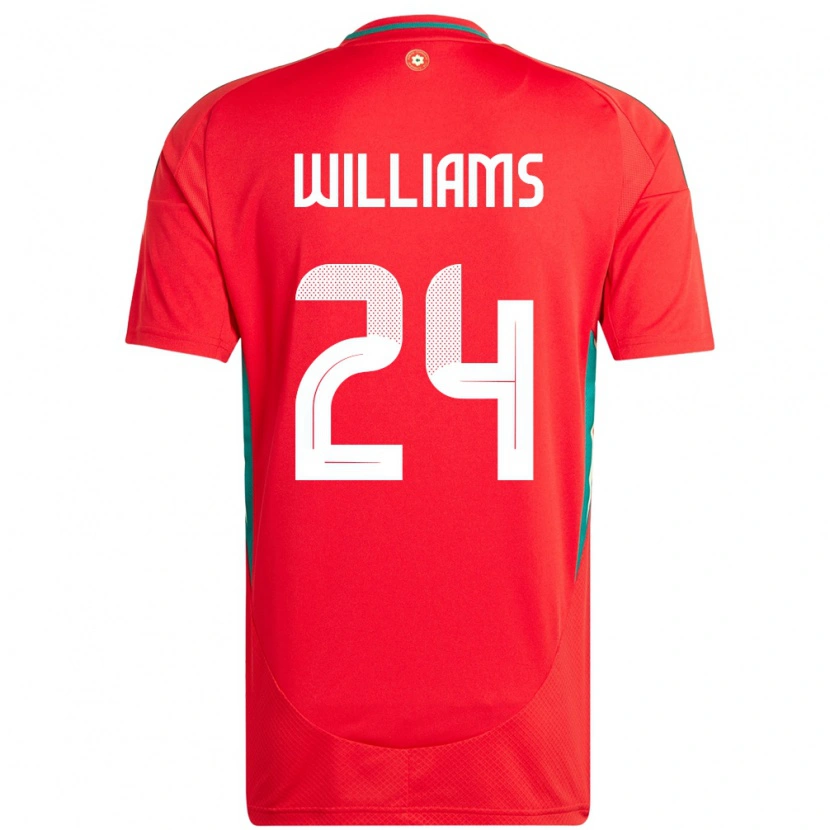 Danxen Mujer Camiseta Gales Alex Williams #24 Rojo 1ª Equipación 24-26 La Camisa