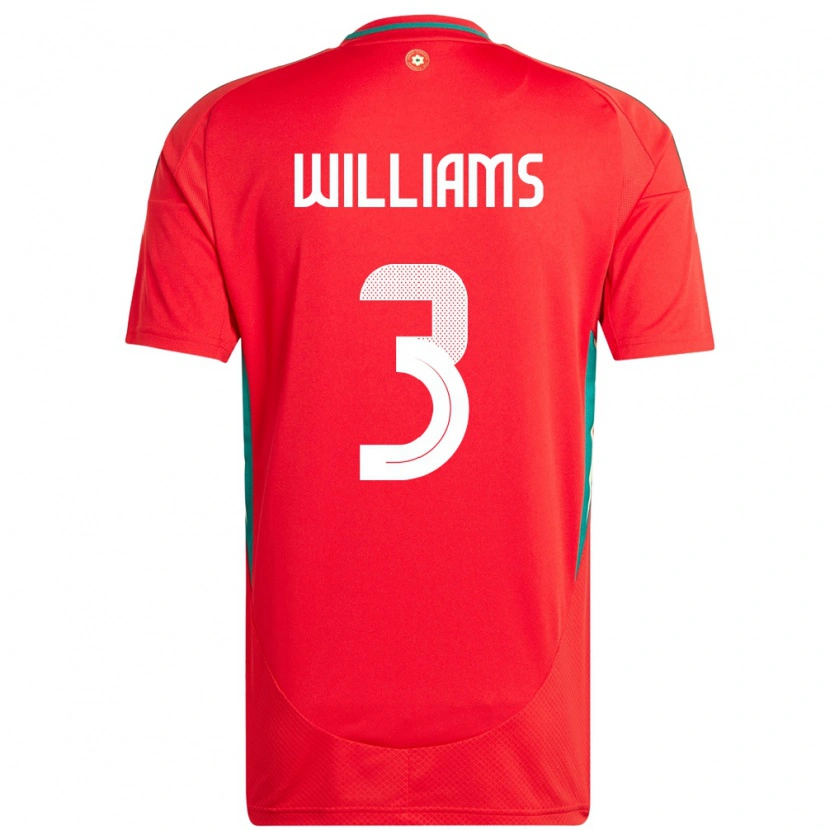Danxen Mujer Camiseta Gales Zac Williams #3 Rojo 1ª Equipación 24-26 La Camisa