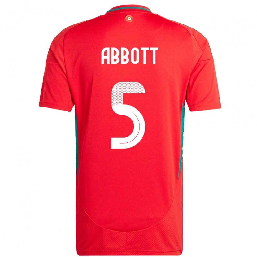 Danxen Mujer Camiseta Gales George Abbott #5 Rojo 1ª Equipación 24-26 La Camisa
