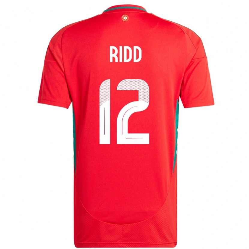 Danxen Mujer Camiseta Gales Lewis Ridd #12 Rojo 1ª Equipación 24-26 La Camisa