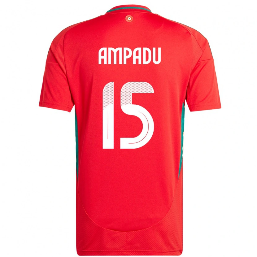 Danxen Mujer Camiseta Gales Ethan Ampadu #15 Rojo 1ª Equipación 24-26 La Camisa