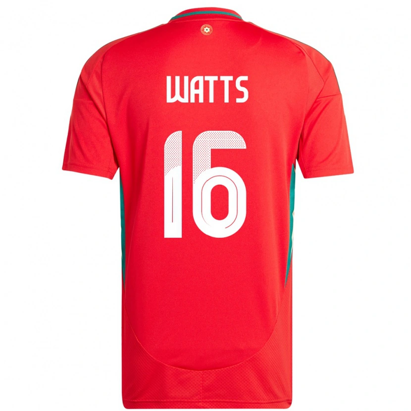 Danxen Mujer Camiseta Gales Daniel Watts #16 Rojo 1ª Equipación 24-26 La Camisa