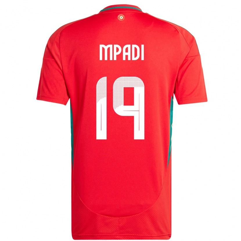 Danxen Mujer Camiseta Gales Japhet Mpadi #19 Rojo 1ª Equipación 24-26 La Camisa