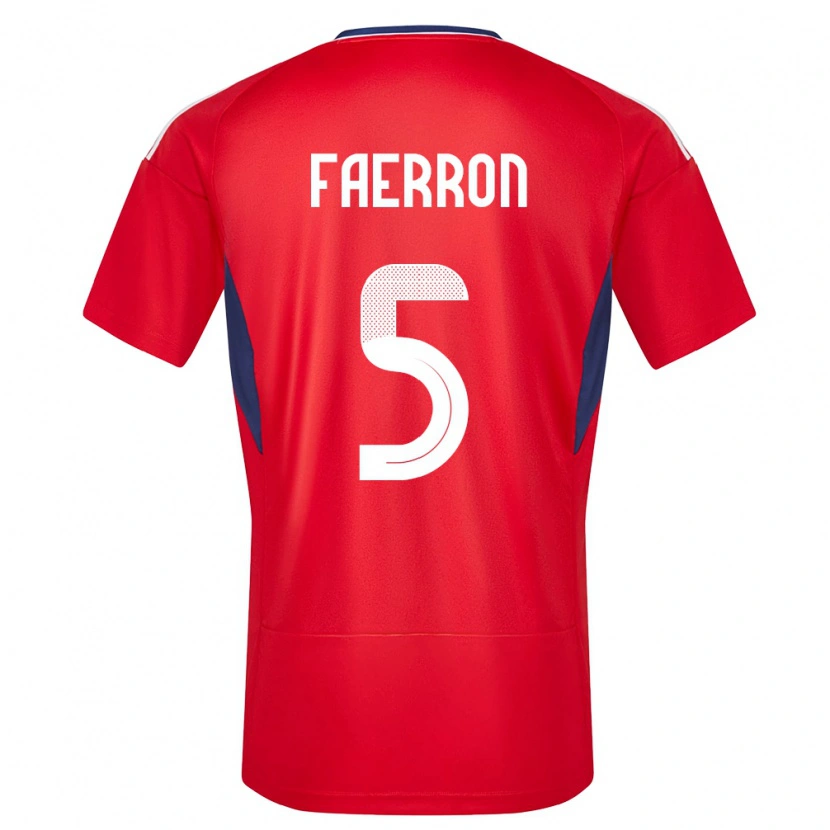 Danxen Mujer Camiseta Costa Rica Fernán Faerron #5 Rojo 1ª Equipación 24-26 La Camisa