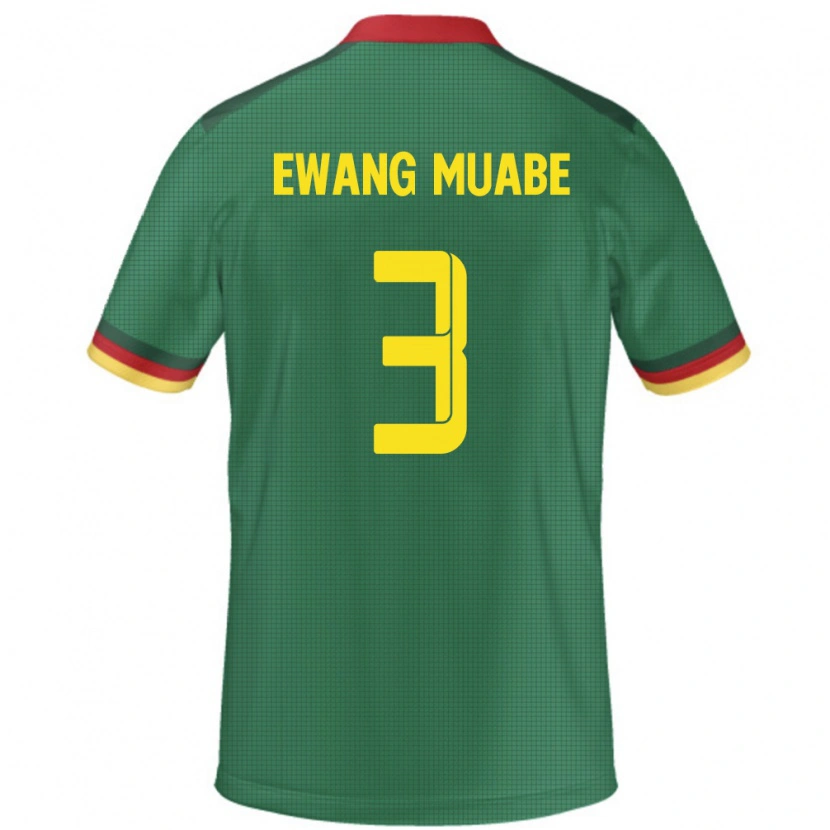 Danxen Mujer Camiseta Camerún Ebong Ewang Muabe #3 Verde 1ª Equipación 24-26 La Camisa