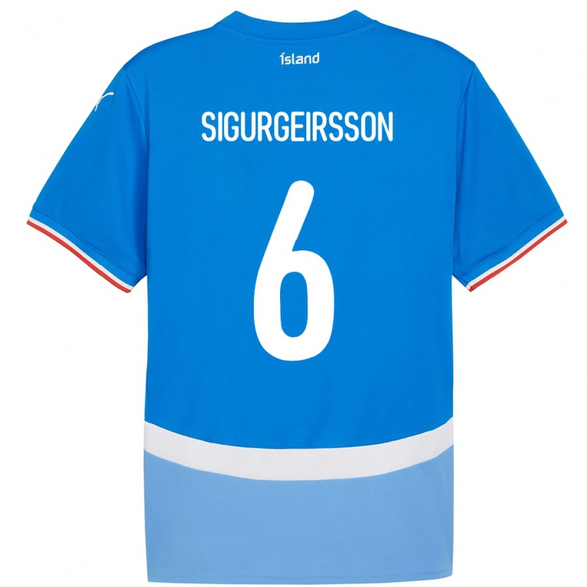 Danxen Mujer Camiseta Islandia Rúnar Thór Sigurgeirsson #6 Azul 1ª Equipación 24-26 La Camisa