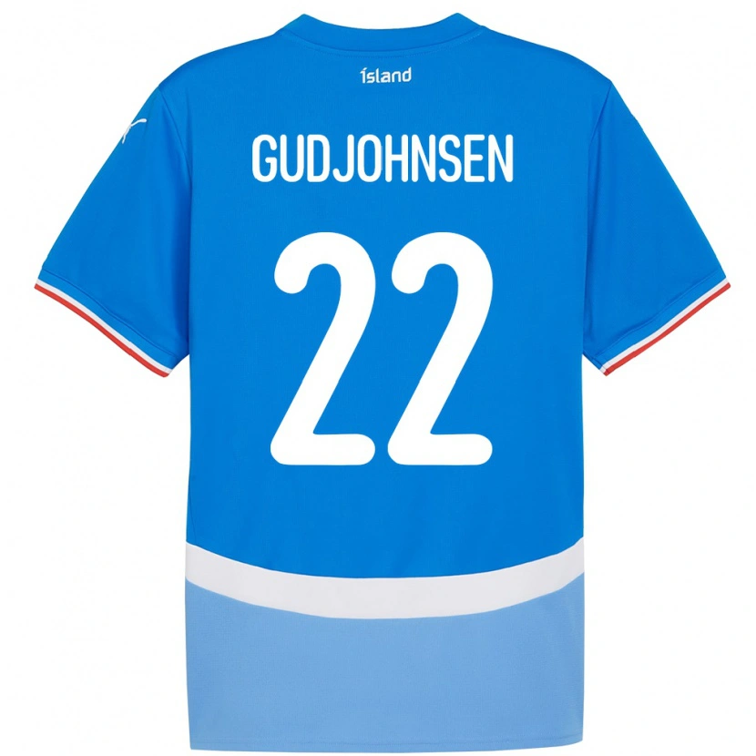 Danxen Mujer Camiseta Islandia Andri Gudjohnsen #22 Azul 1ª Equipación 24-26 La Camisa