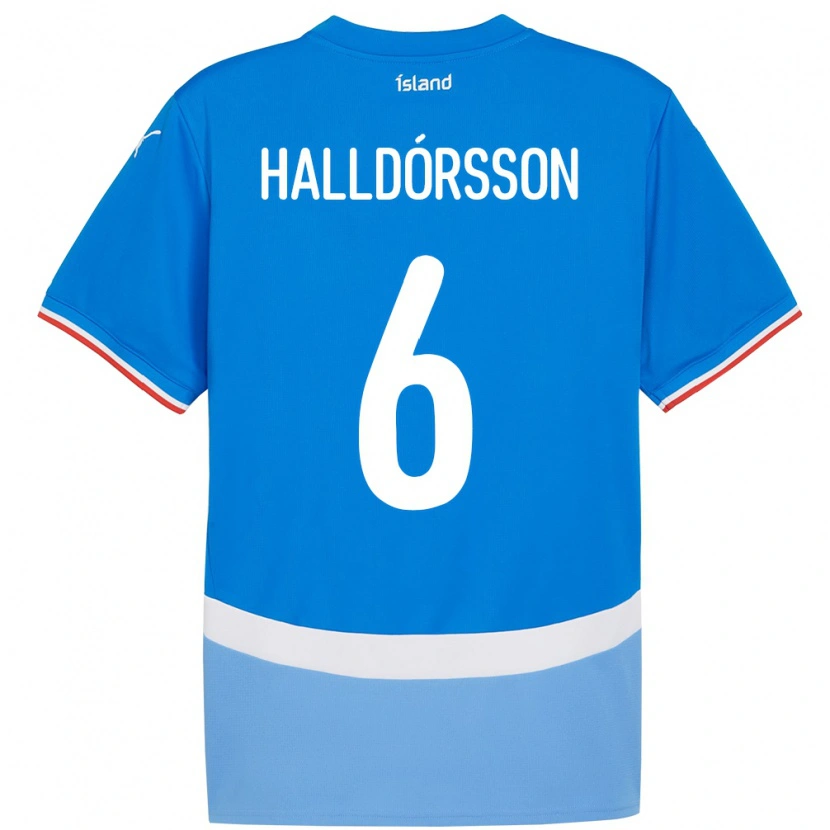 Danxen Mujer Camiseta Islandia Einar Freyr Halldórsson #6 Azul 1ª Equipación 24-26 La Camisa