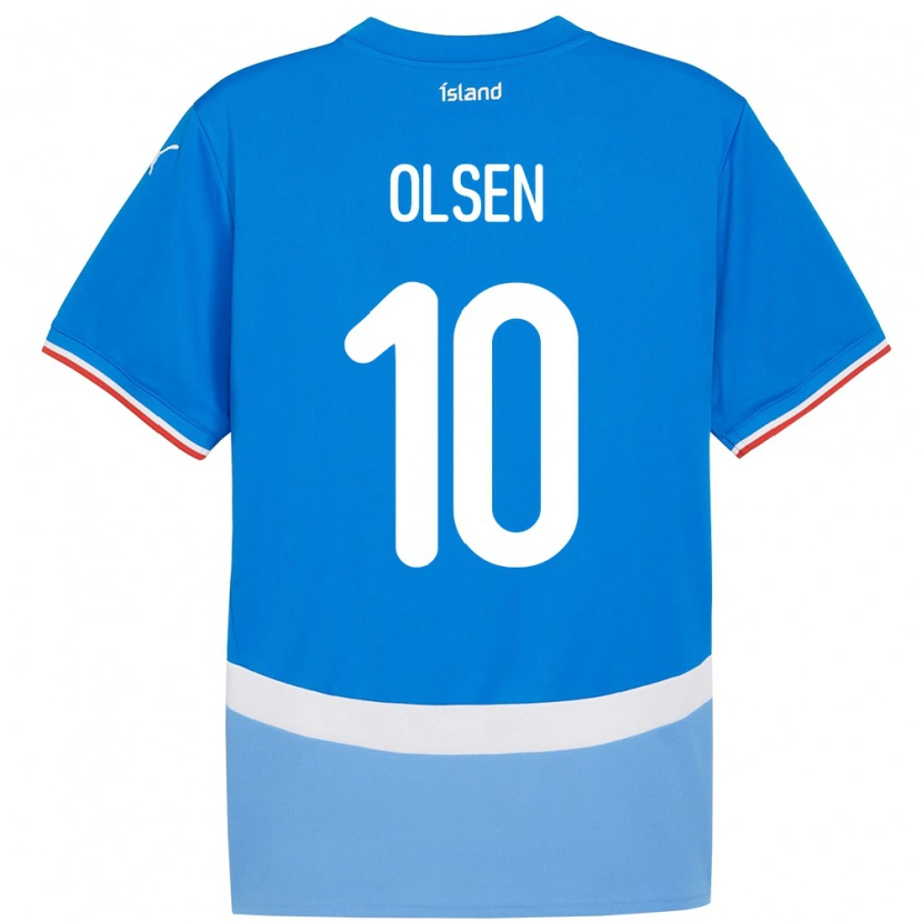 Danxen Mujer Camiseta Islandia Gunnar Olsen #10 Azul 1ª Equipación 24-26 La Camisa