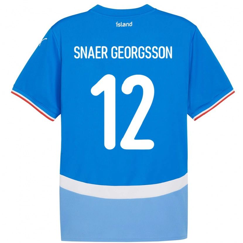 Danxen Mujer Camiseta Islandia Halldór Snaer Georgsson #12 Azul 1ª Equipación 24-26 La Camisa