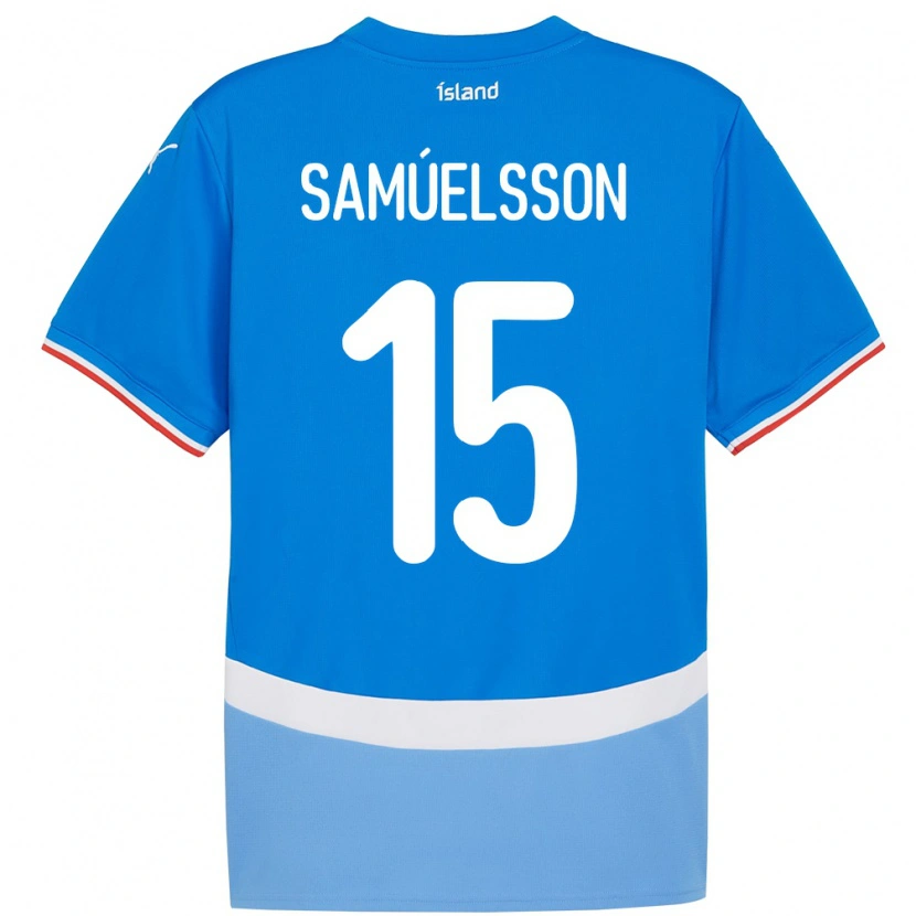 Danxen Mujer Camiseta Islandia Birkir Hrafn Samúelsson #15 Azul 1ª Equipación 24-26 La Camisa