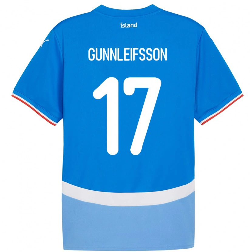 Danxen Mujer Camiseta Islandia Gunnleifur Orri Gunnleifsson #17 Azul 1ª Equipación 24-26 La Camisa