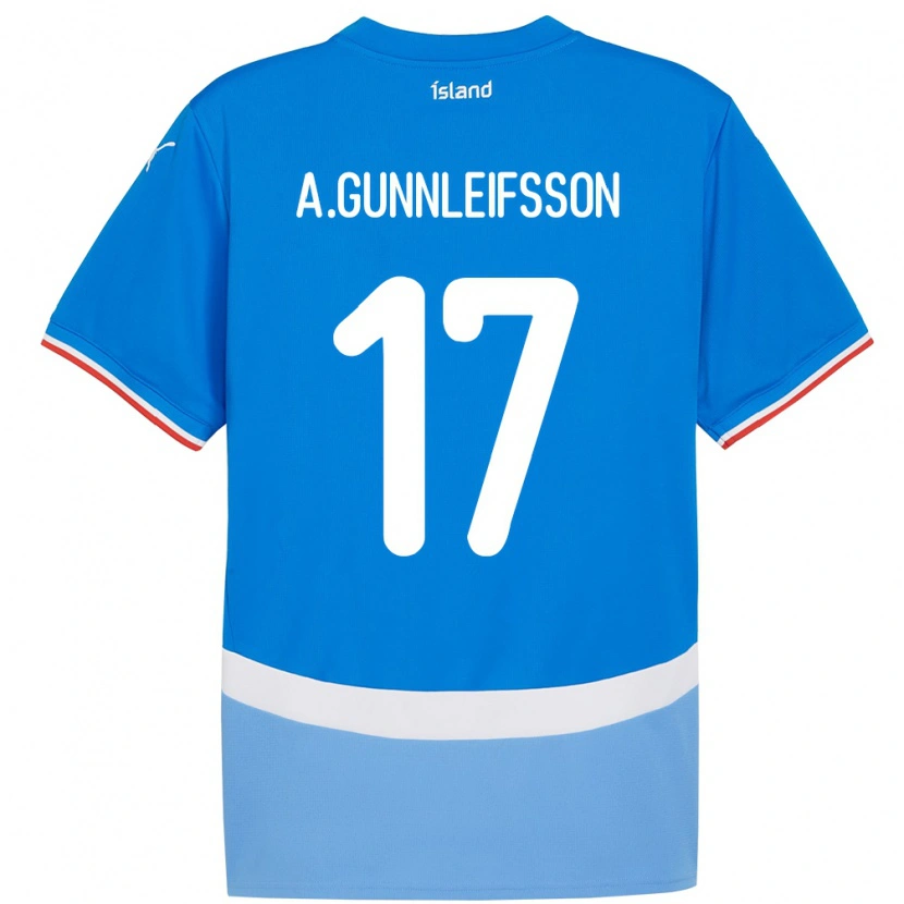 Danxen Mujer Camiseta Islandia Arnar Bjarki Gunnleifsson #17 Azul 1ª Equipación 24-26 La Camisa