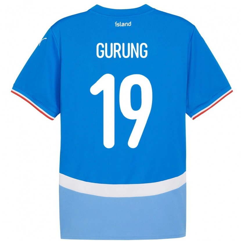 Danxen Mujer Camiseta Islandia Karan Gurung #19 Azul 1ª Equipación 24-26 La Camisa