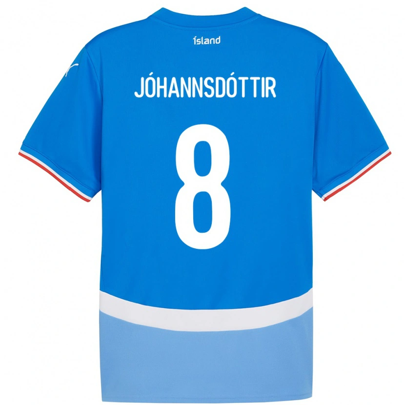 Danxen Mujer Camiseta Islandia Alexandra Jóhannsdóttir #8 Azul 1ª Equipación 24-26 La Camisa