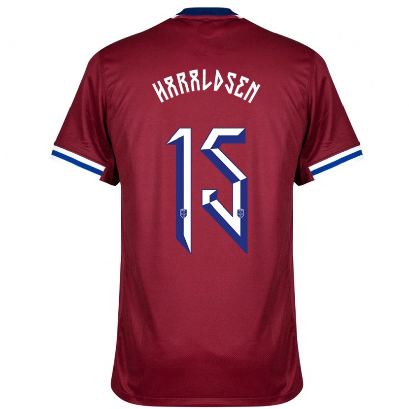 Danxen Mujer Camiseta Noruega Henrik Haraldsen #15 Rojo Azul Blanco 1ª Equipación 24-26 La Camisa